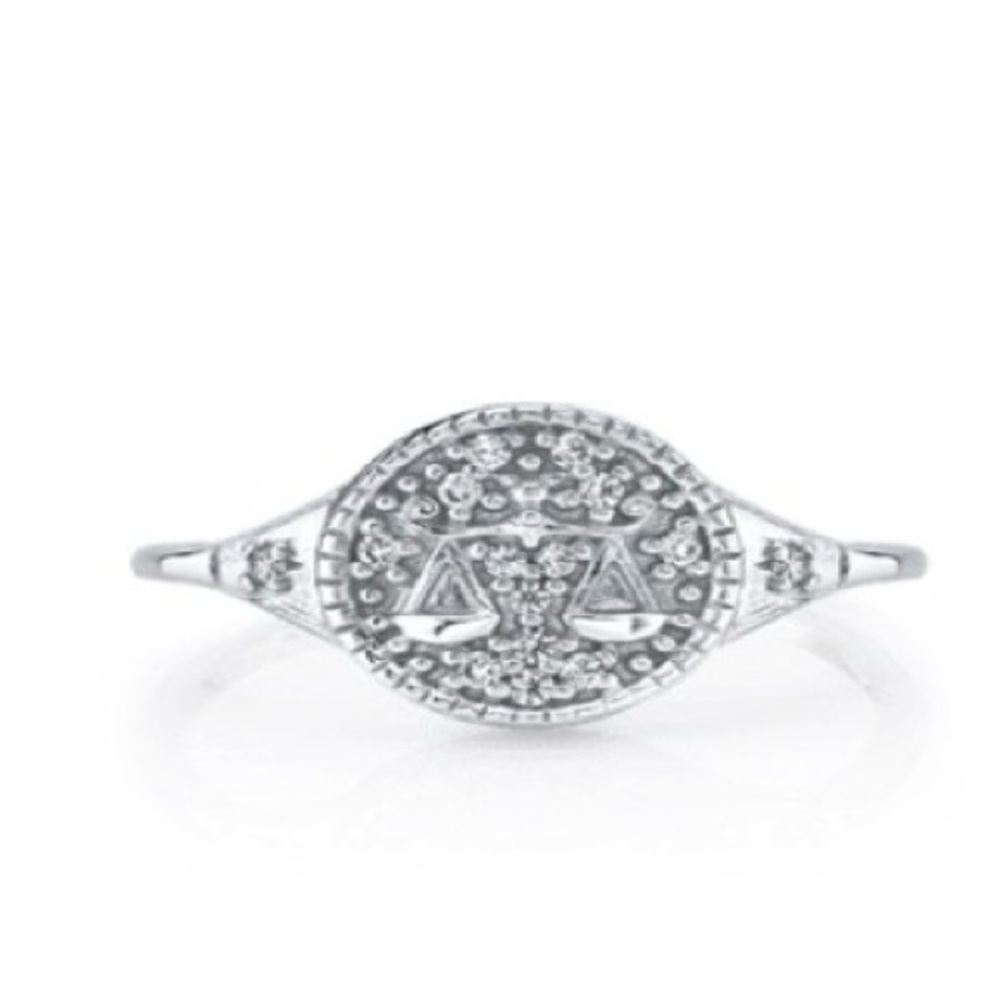 Fragrant Jewels Libra Scales Zodiac Ring Sterling Silver NWT sz 9